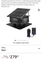 Solar Attic Fan (Open Box, Untested)