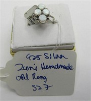 925 Silver Zuni Handmade Opal Ring Sz 7