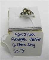 925 Silver Artisan Citrine 2 Stone Ring SZ 7