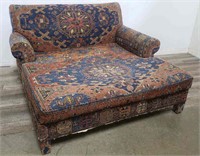 Handmade rug upholstered large lounge chair