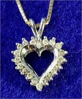 Diamond Wht Gold  Heart Pendant w/