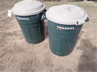 (2) Rubber Maid Rough Neck 32Gal. Garbage Cans