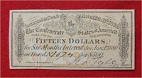 1864 CSA $15 Bond