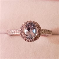 $200 Silver Rhodium Plated Blue Topaz(1ct) Ring