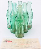 Vintage Hobbleskirt Coca Cola Bottles & Check