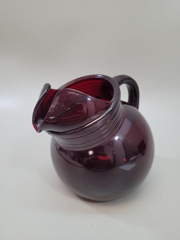 MCM Anchor Hocking Royal Ruby Glass Pitcher vtg