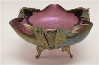 Loetz Art Nouveau Art Glass & Bronze Lily Bowl