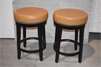 PAIR OF LEATHER TOPPED STOOLS