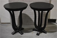 PAIR OF BLACK PAINTED SIDE TABLES