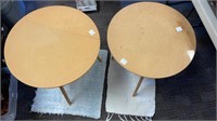 (2) particle board tables (1 w/ glass top), (2)