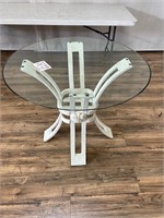 Glass Top Metal Base Dining Table - No Chairs