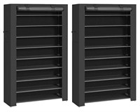 2X SHOE RACK WITH DUST COVER BLACK / MODEL