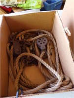 VINTAGE PULLEY AND ROPE