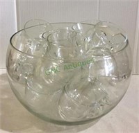 Punch bowl - fish bowl like with approximately 24