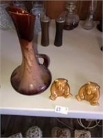 Vintage Hager Pottery Ewer Vase & Bears