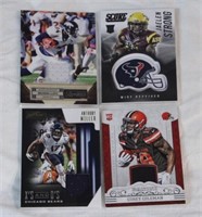 (4) GAME WORN FABRIC FOOTBALL CARDS