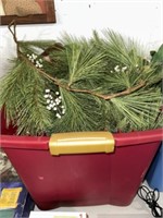 RED TOTE WITH CHRISTMAS DECORATIONS