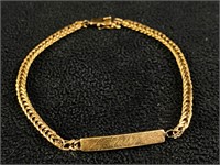 Vintage 14K Gold Wheat Link " Fathy" ID Bracelet