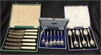 Three boxed sets of silver plate cutlery