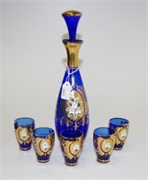 Italian hand painted glass liqueur set
