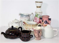 Selection of Ceramic Pitchers, saucers, vases