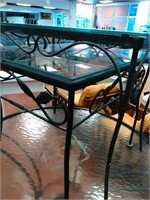 Pair wrought iron patio side tables
