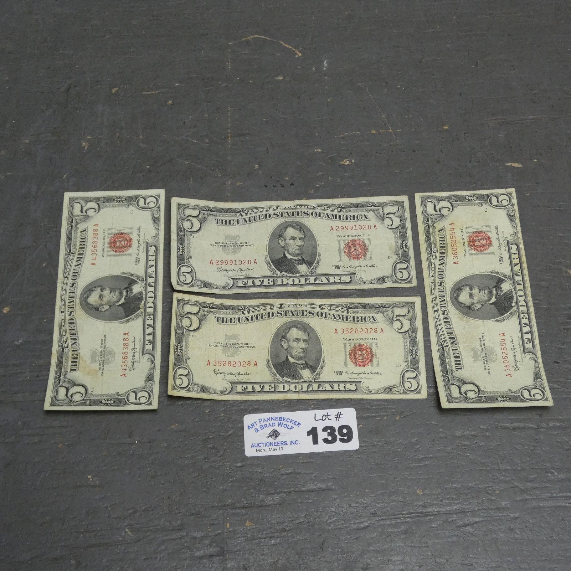 (4) Red Seal $5 Bills