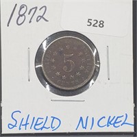 1872 Shield Nickel 5 Cents