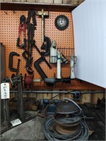 Tools on bench top only, vintage wheel balancer