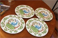 Set of 4 cute forest scene dishes