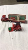 Coca Cola forklift and truck - die cast -both a