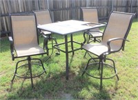 Metal Outdoor Table with Tile Inserts and