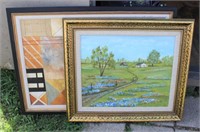 Prairie with Bluebonnets Oil On Canvas &