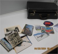 SUITCASE FULL OF OLD POSTCARDS, BLACK AND WHITE