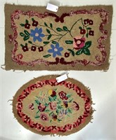 Hooked rugs - oval and square, flowers, 26" x 34"