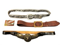 Leather, Mixed Metal, Abalone Belts, Buckle