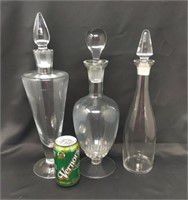 3 TALL MID CENTURY CRYSTAL DECANTERS