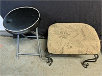Folding stool 12"D x 19"H and Upholstered foot
