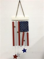 American flag metal and plastic wind chime