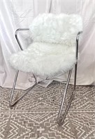Vintage Chrome Chair with Fur Upholstery