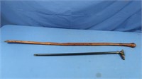 Antique Walking Cane & Antique Childs Cane w/Fox