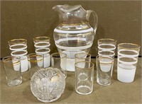 Vintage Glass Drinking Glass & Pitcher Set