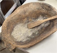 Hungarian Dough Bowl with Wooden Spatula.