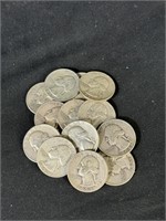 Lot of 13 1950's Quarters 1951-1959