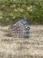 Topaz Peacock Wrapped .925 Sterling Silver Ring