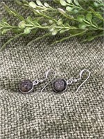 Brown Druzy .925 Sterling Silver Dangle Earrings