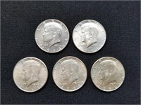 5ct 1964 Kennedy Silver Half Dollars