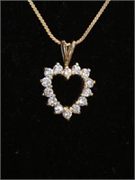 18" Sterling/GF Cz Heart Necklace,