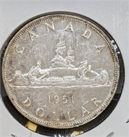 1951 Canadian Silver $1 Dollar Coin (SWL)