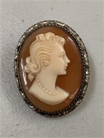 Vintage 800 silver Cameo Brooch/Pendant